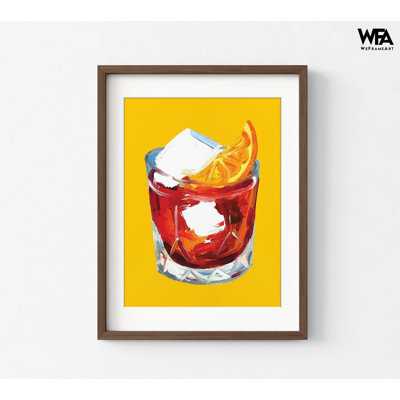 «Negroni On Sunshine» par Alice Straker, œuvre de cocktail Negroni, art mural boisson de vermouth doux, affiche murale Negroni italien