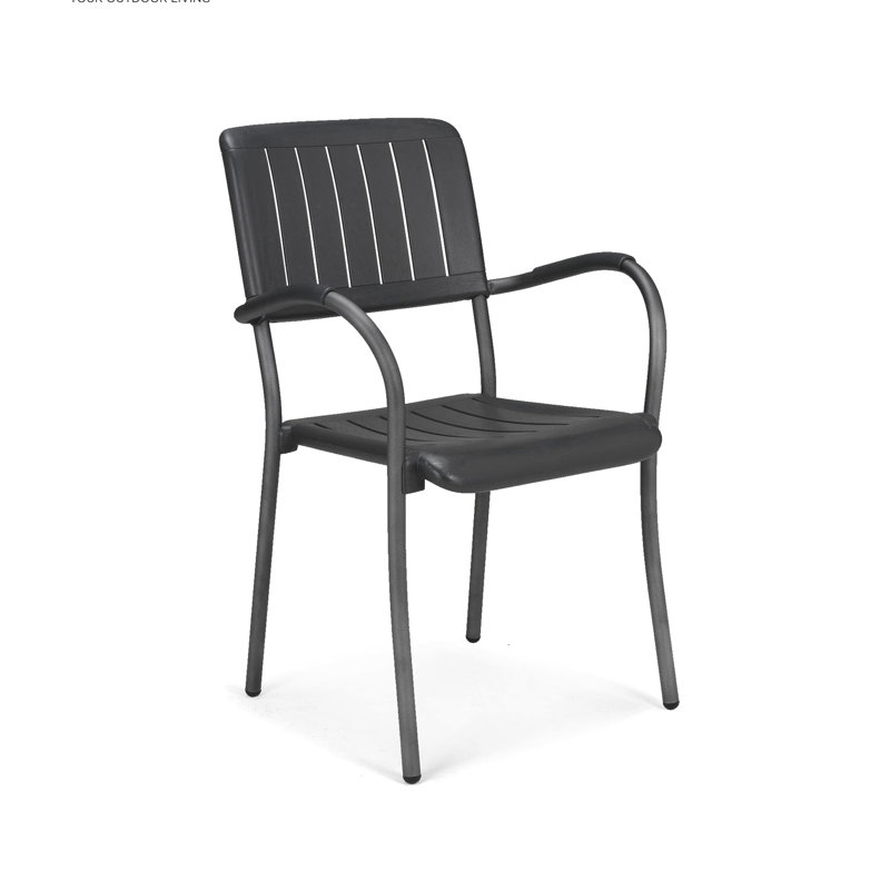 Ooper Stacking Patio Dining Armchair with Cushion, Antracite