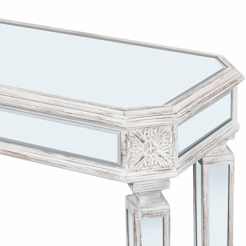 Mirror Console Table, Oak/Silver