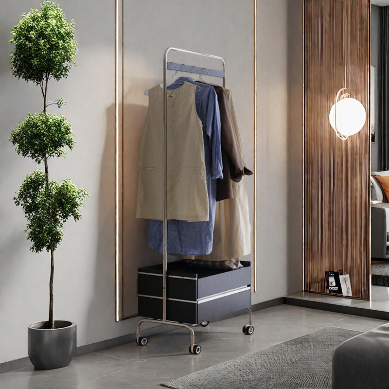 Coat Rack Stainless Steel Handles Braked Wheels
