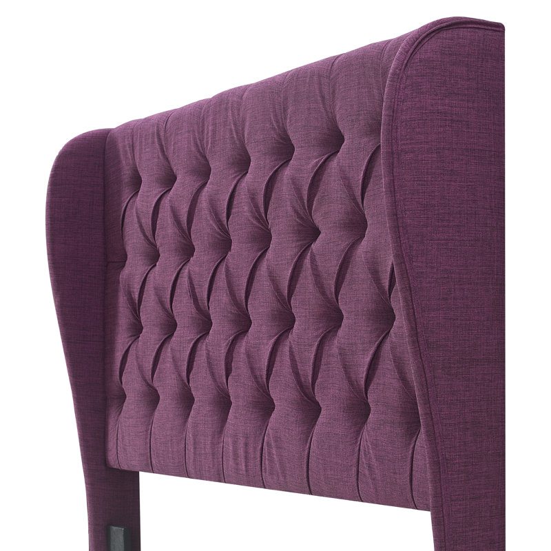 Upholstered Wingback Headboard, Queen, Dusty Mauve