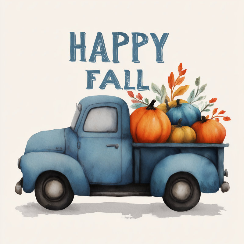 «Pumpkin Harvest Truck», art mural sur toile tendue
