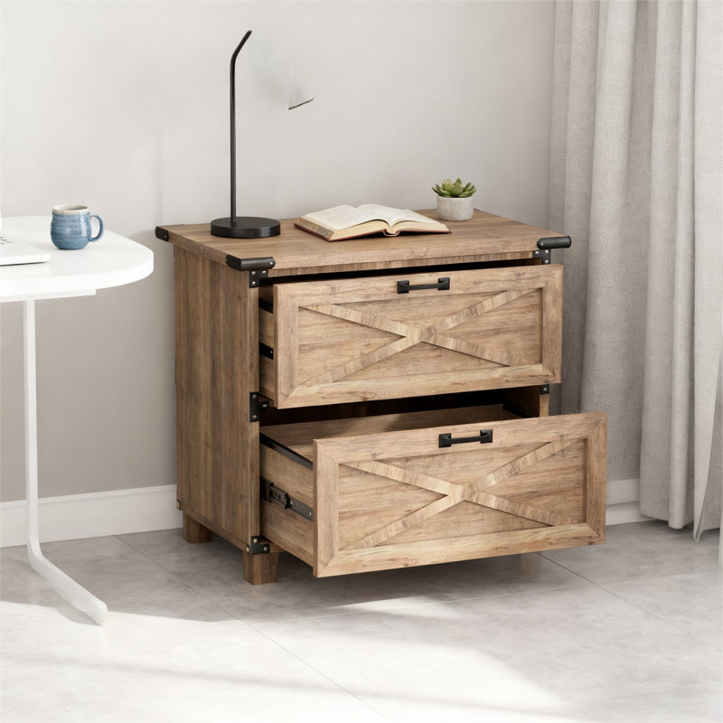 Classeur en stratifié à 2 tiroirs Rustic Oak