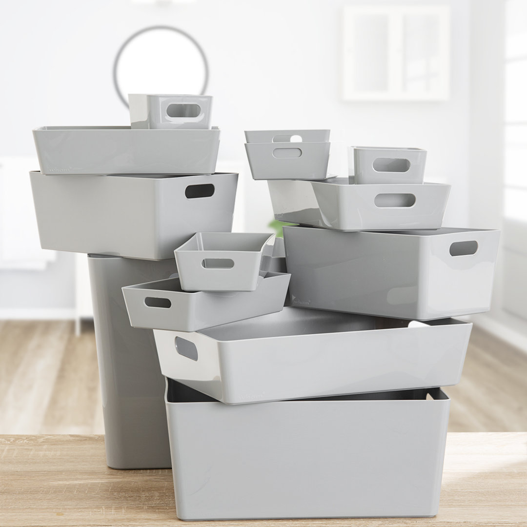 B&Q -  13 Piece Multisize Plastic Studio Basket Set Cool Grey (Home & Office Storage Basket) - Image 5