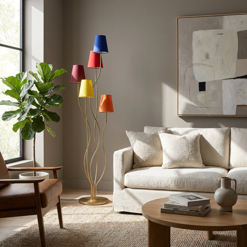 Five-Arm Fabric Shade Standing Floor Lamp