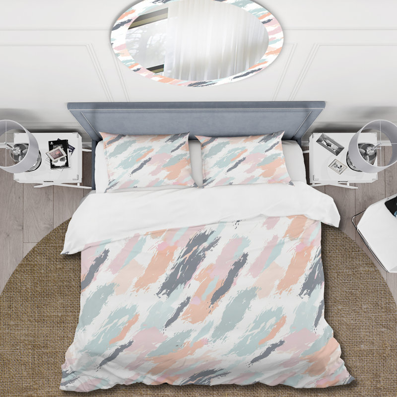 Ensemble de housse de couette Boho II rose et vert Boho, Housse de couette très grand et 2 très grandes t
