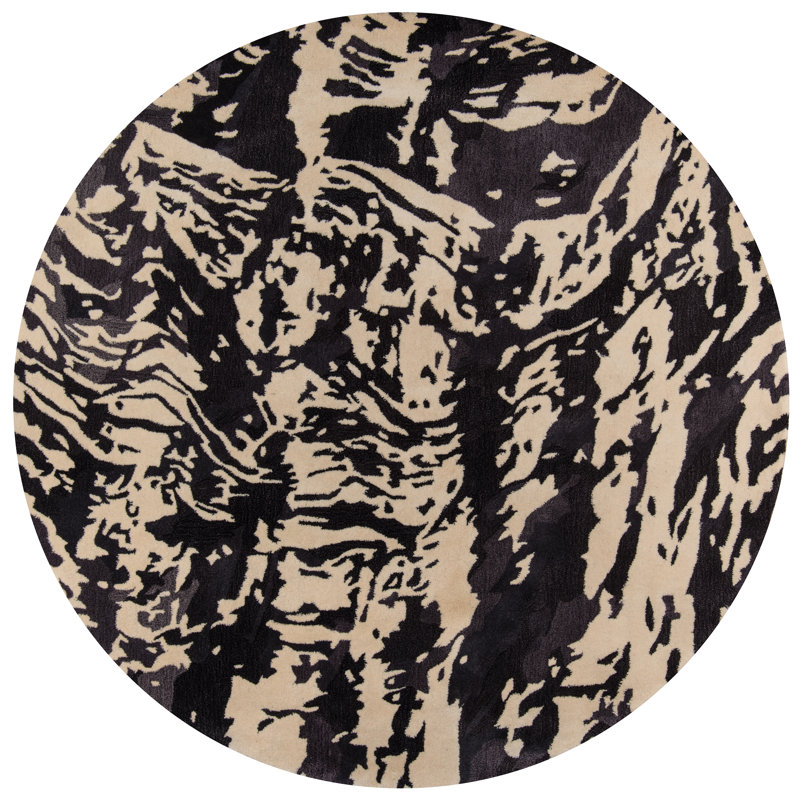 Ayano Wool Abstract Indoor Rug, Round 5'9" x 5'9"