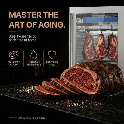 Ca'Lefort 24" Meat Aging Refrigerator 3.78 cu.ft Compact Dry Aging Fridge for Steak & Beef Meat, Built-in Dry Aging Refrigerator with Lockable Door, Dual Fan Circulation, UV Sterilization, Humidity & Temperature Control Professional Dry Aging Fridge