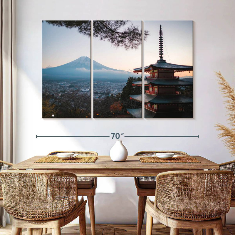 Pagode Adella surplombant le mont Fuji, H 48 po x l 74 po