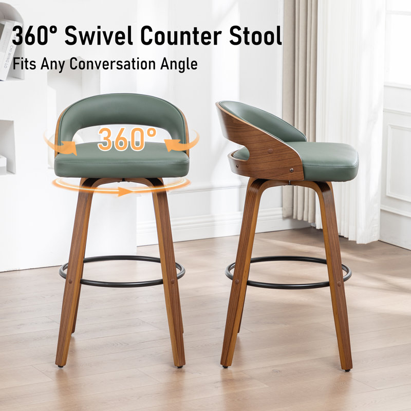 Swivel Upholstered Counter Stool, Green, Bar Stool (76.2cm Seat Height)