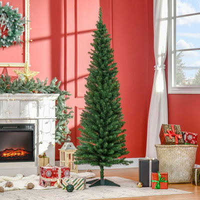 6 FT Artificial Christmas Pencil Tree Holiday Xmas Tree Home Indoor Decoration, Green