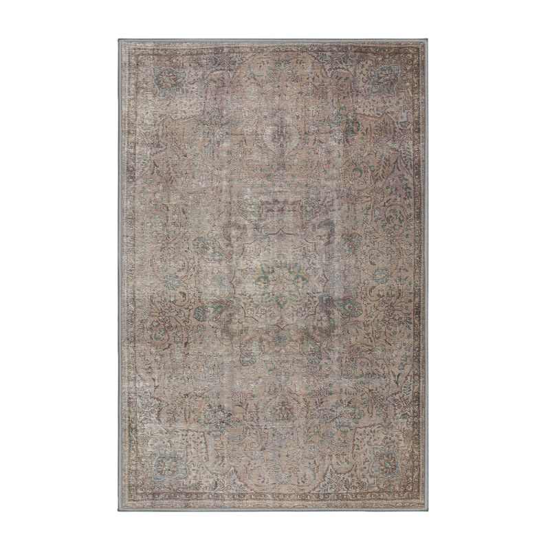 Tapis rouge/beige/noir traditionnel Germanos, Rectangle 5 pi x 7 pi