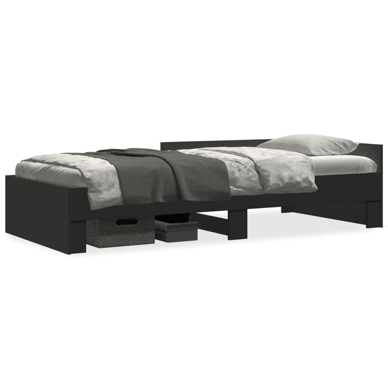 Bed Frame Without Mattress Engineered Wood, Small Single (2'6), Black