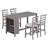 Seavyn 5-Piece Rustic Dining Set with Solid Rubber Wood and Woven Fabric Seating-117431343-117431344