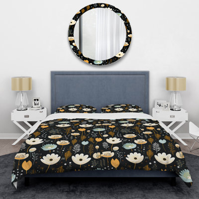 Simplicity Nordic White And Black Floral Dreams - Ensemble de housse de couette à motif floral