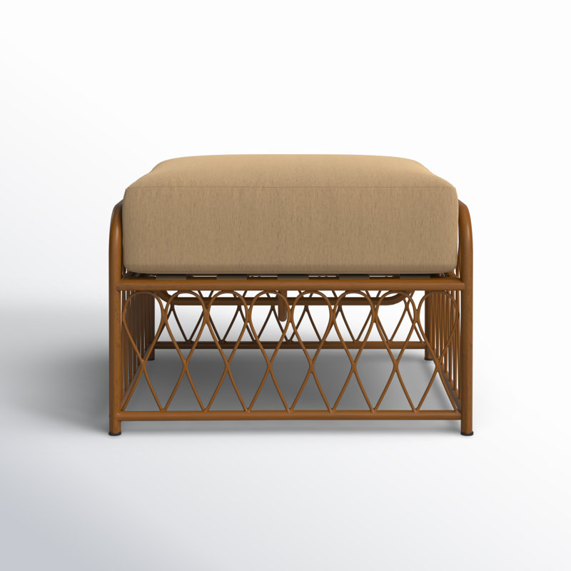 Cane Outdoor Ottoman, Canvas Heather Beige Sunbrella® Canvas