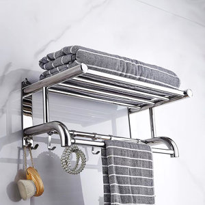 Towel Rack Bathroom Hotel Rail Holder Wall Mounted Storage Shelf