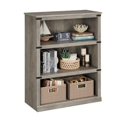 3 Tier Bookcase, Farmhouse Book Shelf, Low Book Case Wooden 3 Shelf Bookcase