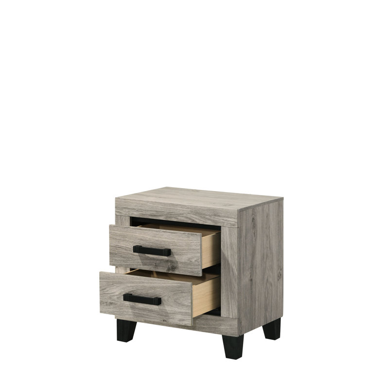 Table de chevet moderne gris - 14,78 po Profondeur, intérieur spacieux et contemporain avec glissières de tiroir latérales en métal, fonctionnement silencieux