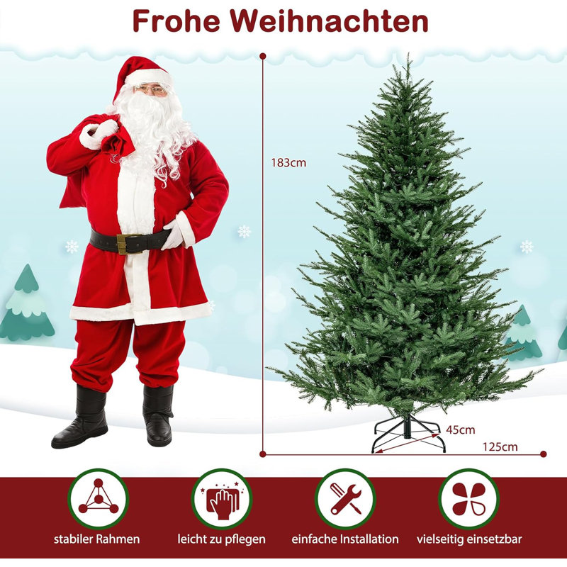 Lighted Artificial Pine Christmas Tree, 180cm H