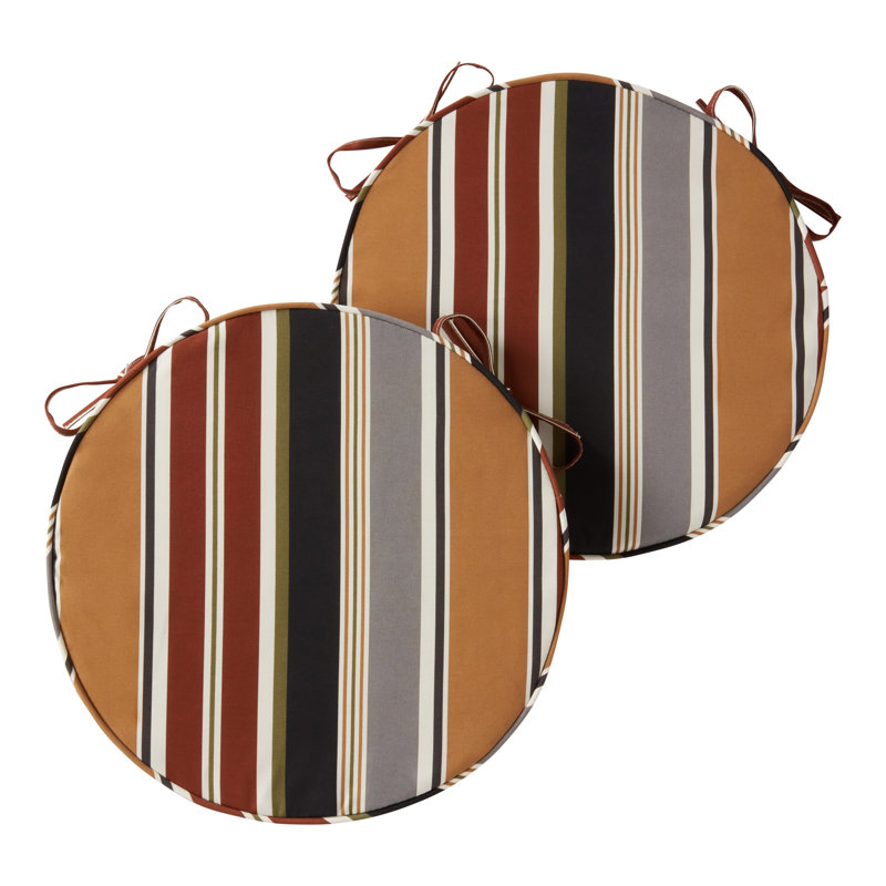 Outdoor Round Dining Chair Seat Pad, Brick Stripe