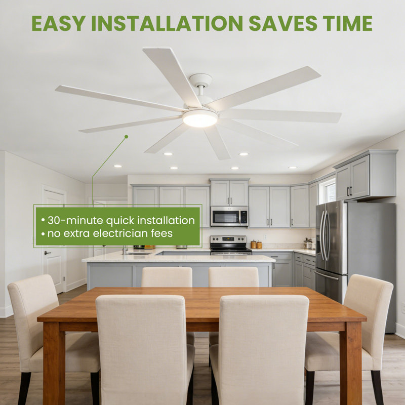 132cm Ceiling Fan with LED Lights, White