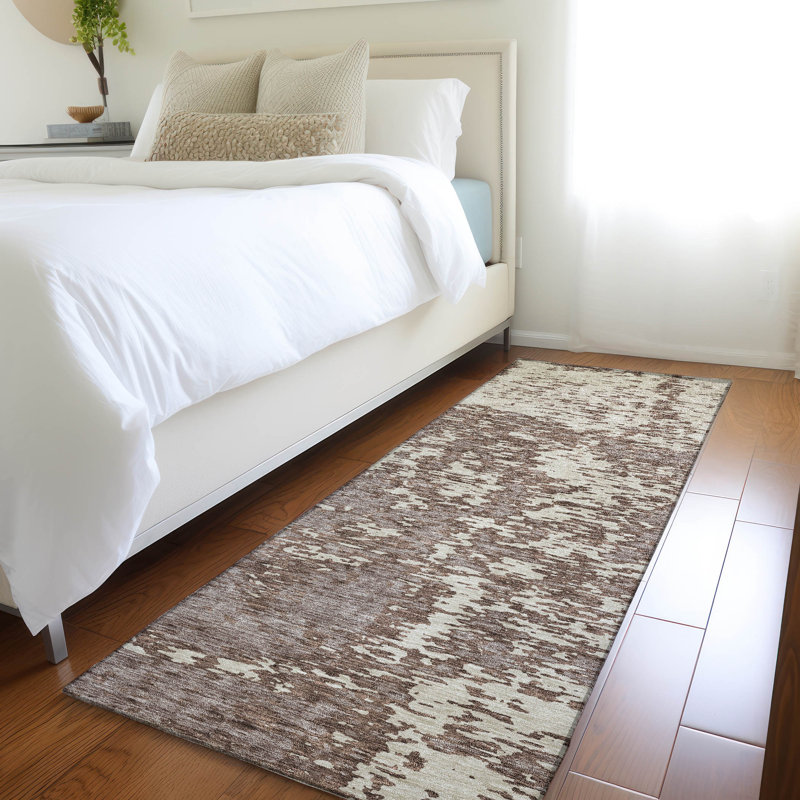 Premium Machine Washable Prisco Brown Rug, Runner 2'3" x 7'6"