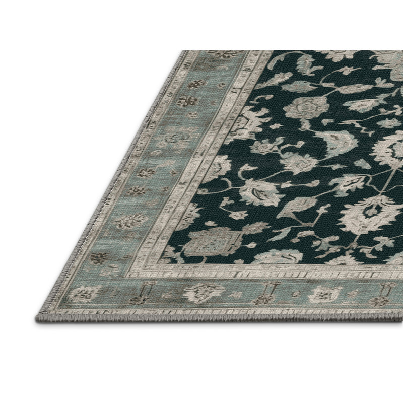 Tapis gris lavable à la machine, Rond 3 pi
