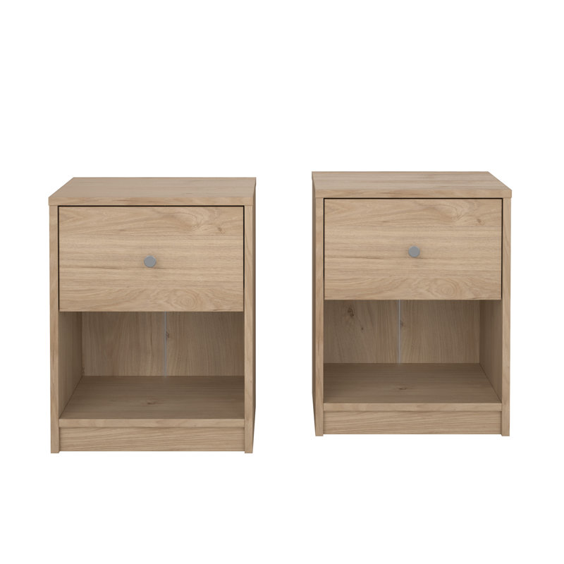 Ensemble de 2 tables de chevet 1 tiroir Clanton, Beige