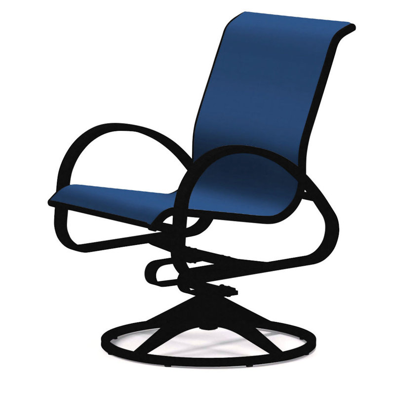 Fauteuil de patio pivotant Hiraku, Cobalt 35D Sunbrella®, Noir texturé