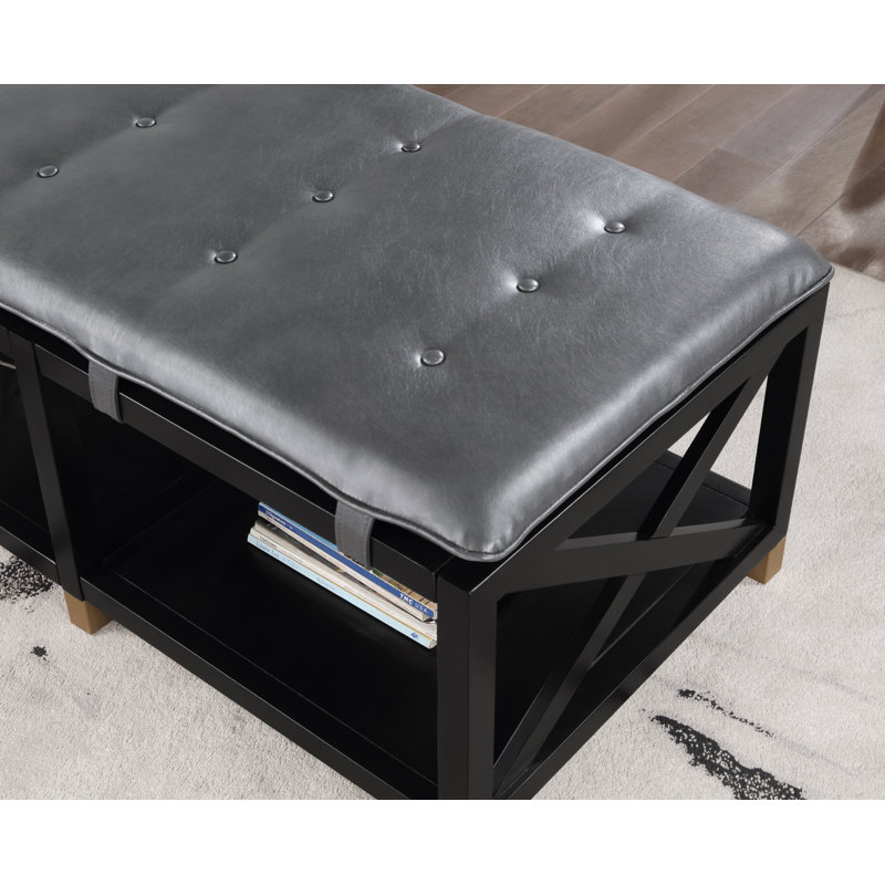 Faux Leather Upholstered Storage Bench, Gray