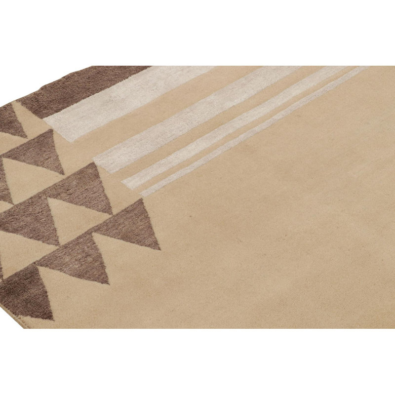 Hand Knotted Geometric Area Rug, Rectangle 8' x 10'