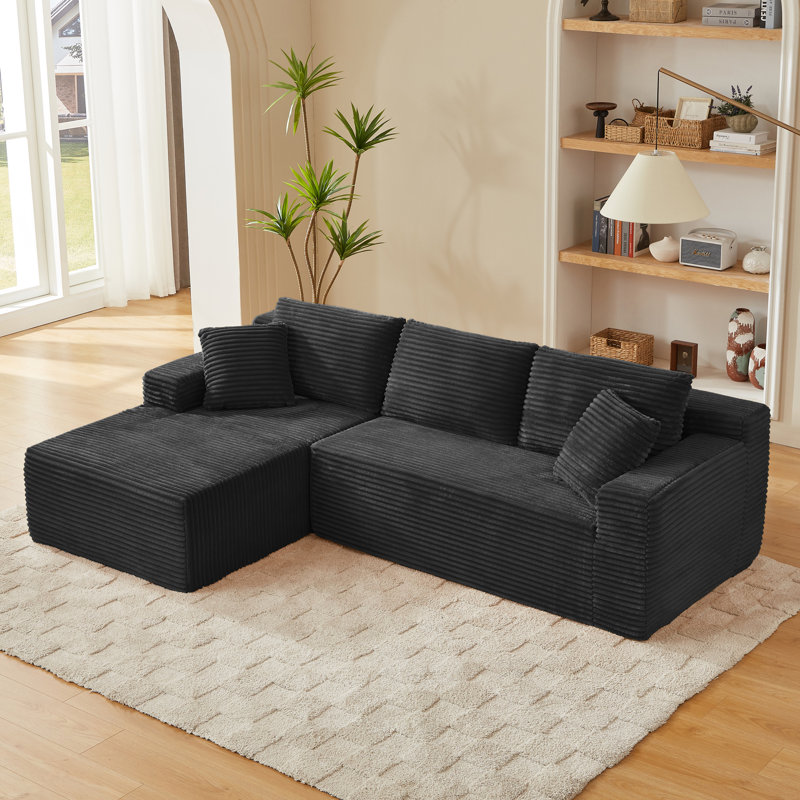 Canapé modulaire Boneless 103 po Cloud, Orienté à gauche (vu de face), Velours côtelé vert