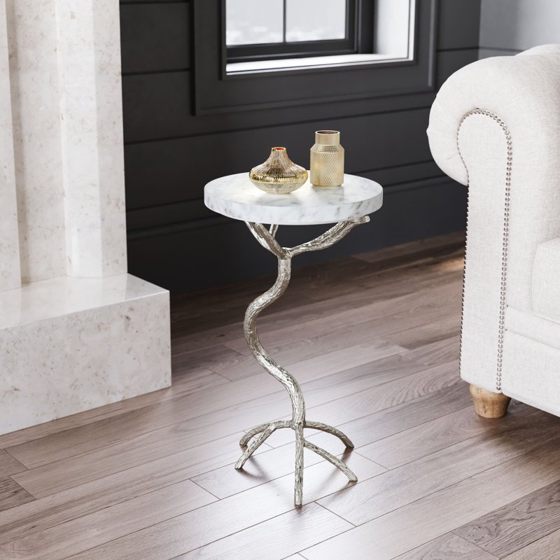Table d'appoint Joel - blanc et argent