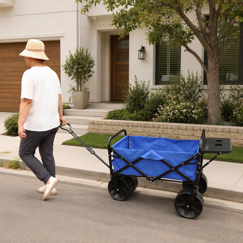 Chariot pliable durable avec tissu en PVC 600D et roues rotatives à 360 degrés pour une utilisation polyvalente à l'extérieur