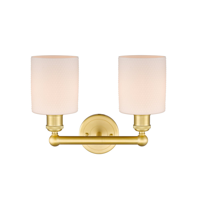 Éclairage pour meuble-lavabo à 2 lumières à intensité variable, Or satiné, Blanc mat