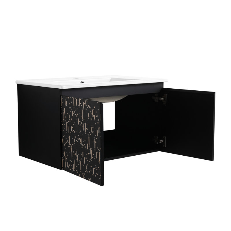 Meuble-lavabo noir avec évier en céramique Middlet