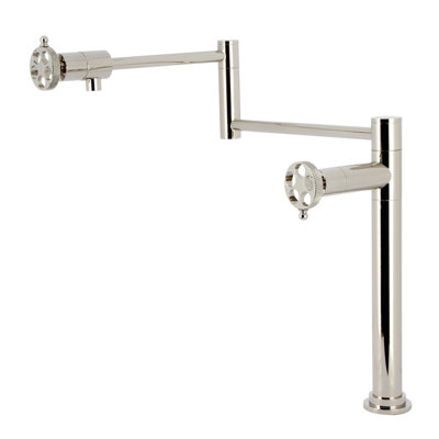Kingston Brass Webb Two-Handle 1-Hole Deck Mount Pot Filler Faucet with Knurled Handle