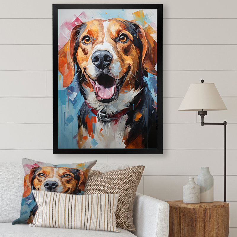 Beagle Bliss V sur toile, H 32 po x l 16 po x P 1 po, Cadre simple noir