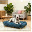 Sofa surélevé pour animaux de compagnie avec coussin confortable, pattes en pin, bleu foncé