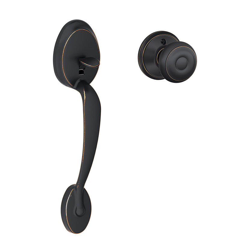 Plymouth Lower Half Handleset with Georgian Door Knob (Deadbolt Sold Separately), Aged Bronze