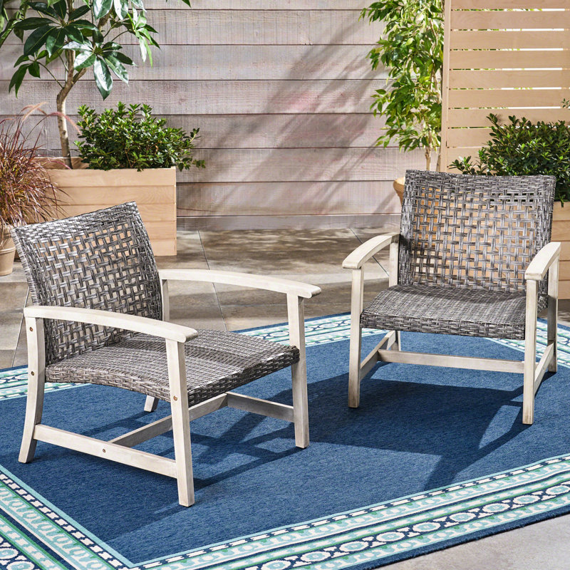 Outdoor Relax Chair - Wood & In Grey And Black Arm Height 23.00 Inches On