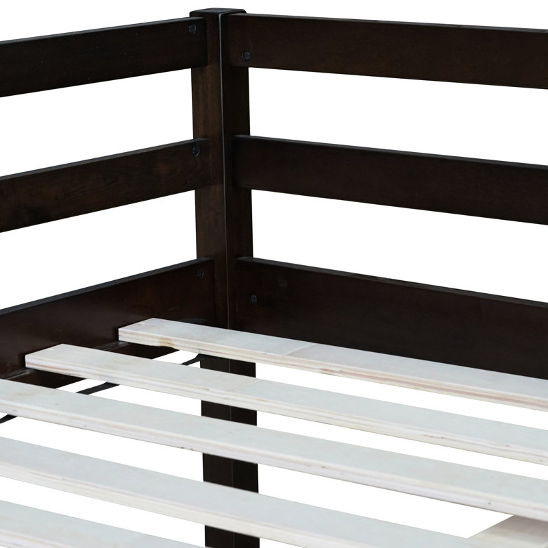 Lit mezzanine en bois d'hévéa massif - Lit double de style chambre à coucher