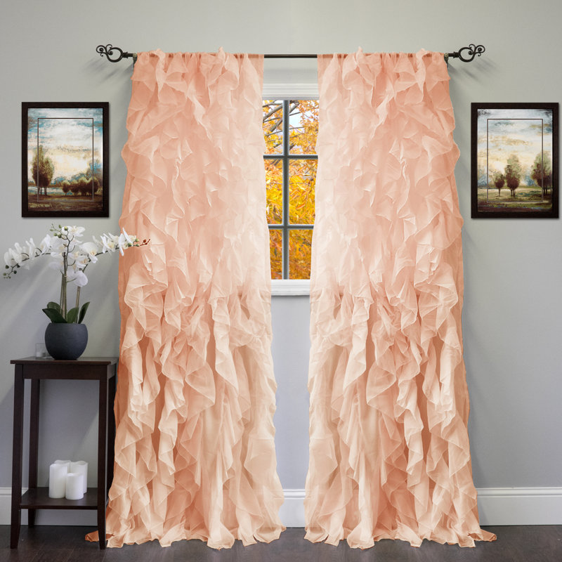 Fulda Semi Sheer Curtain Single Panel, Camel, 50" W x 96" L