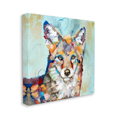 " Abstract Fox Modern Strokes " by Jen Seeley Painting Print