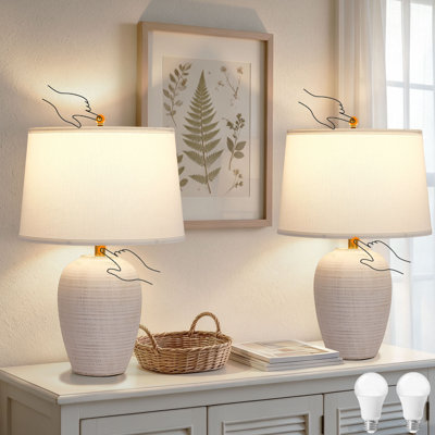 Lampe de table vintage en céramique de 62 cm (24,3 po) avec commande tactile, ensemble de 2.