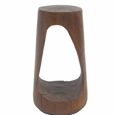 Table d'appoint d'extérieur, table de bout à conception creuse, table de tabouret de jardin de patio, table d'appoint décorative pour terrasse de balcon de plage, béton léger, texture semblable au bois, couleur brun antique