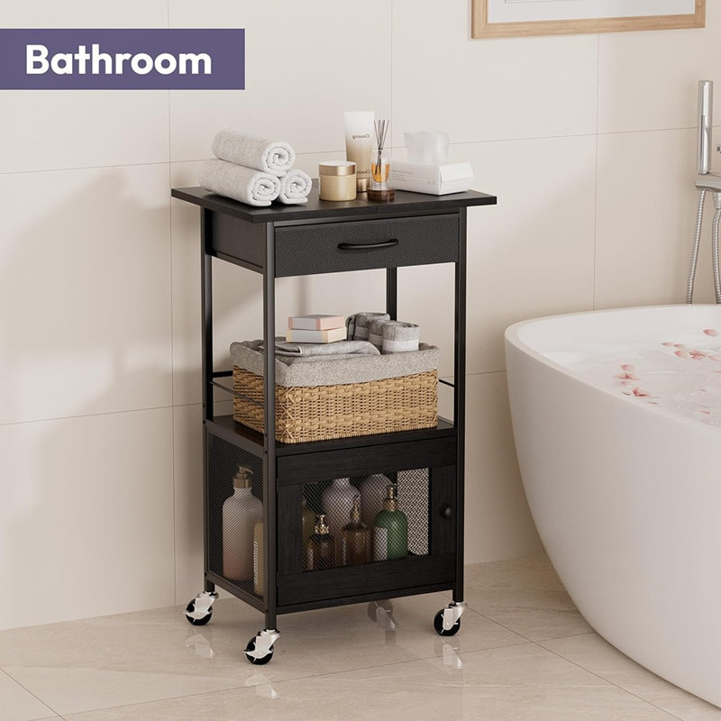 Meuble-bar à café de style champêtre avec tiroir et porte de rangement, organisateur de cuisine roulante, support pour micro-ondes, buffet moderne pour la maison