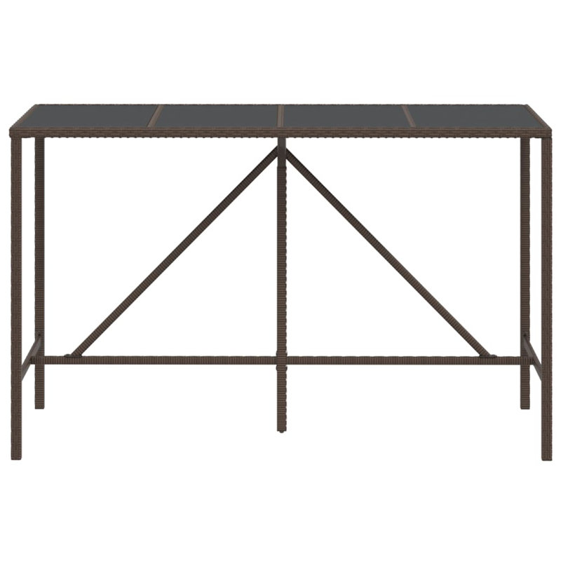 Divith Rectangular Glass Outdoor Bar Table, Brown