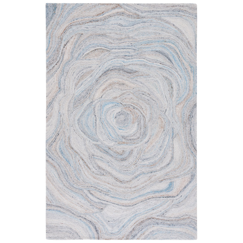 Tapis abstrait beige / bleu Abstract 148, Rectangle 6 pi x 9 pi